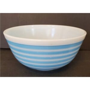 Vintage Pyrex Blue and White Striped Mixing Bowl
